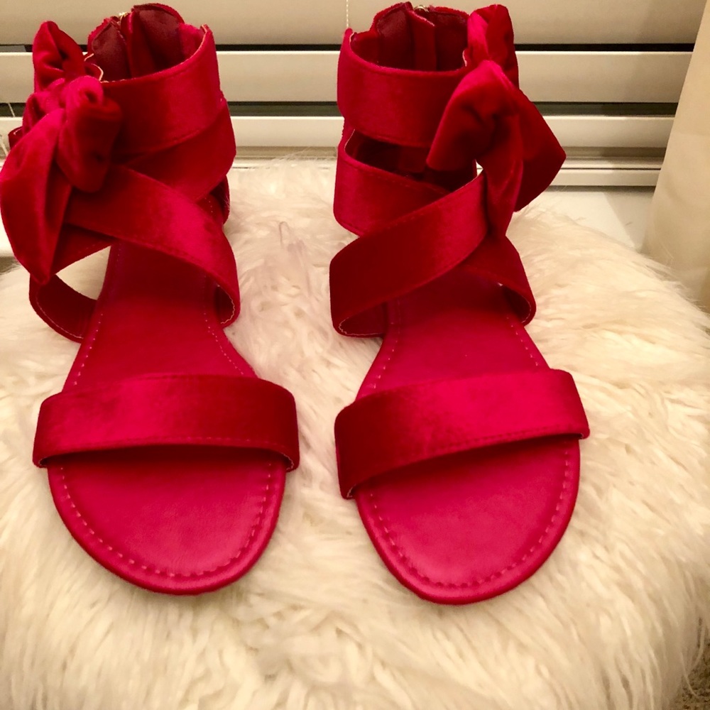 Red velvet sandals